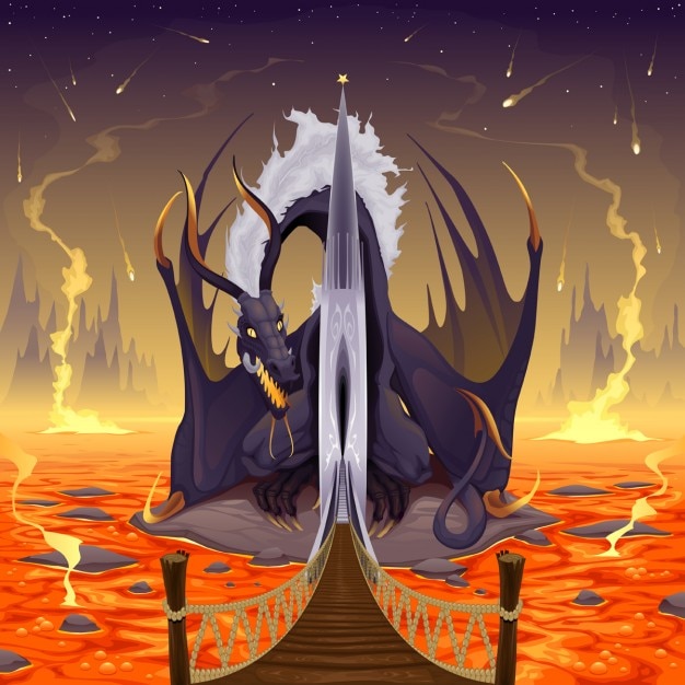 Download Free Vector | Dragon on the lava