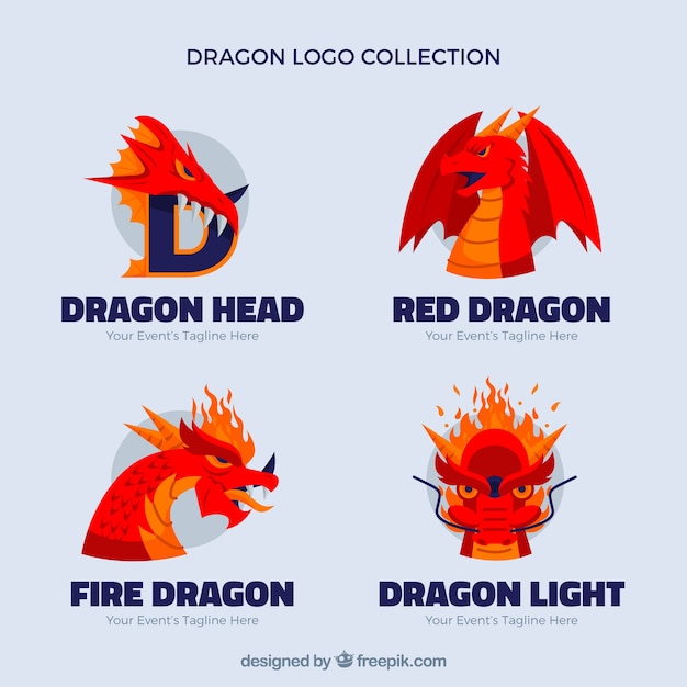 Download Free Dragon Logo Collection With Flat Design Free Vector Use our free logo maker to create a logo and build your brand. Put your logo on business cards, promotional products, or your website for brand visibility.