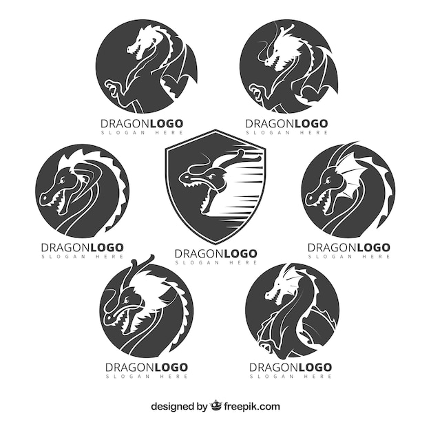 Premium Vector | Dragon logo collection with flat design