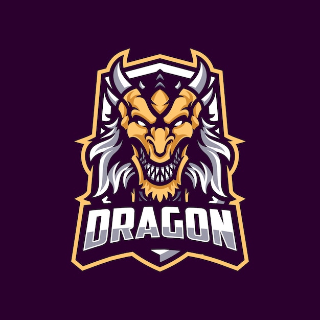 Premium Vector | Dragon mascot in dark background