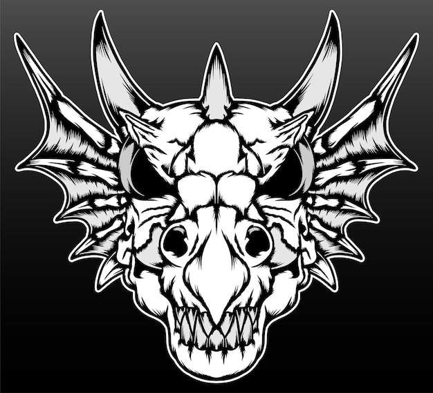 Premium Vector | The dragon skull hand drawn illustration design