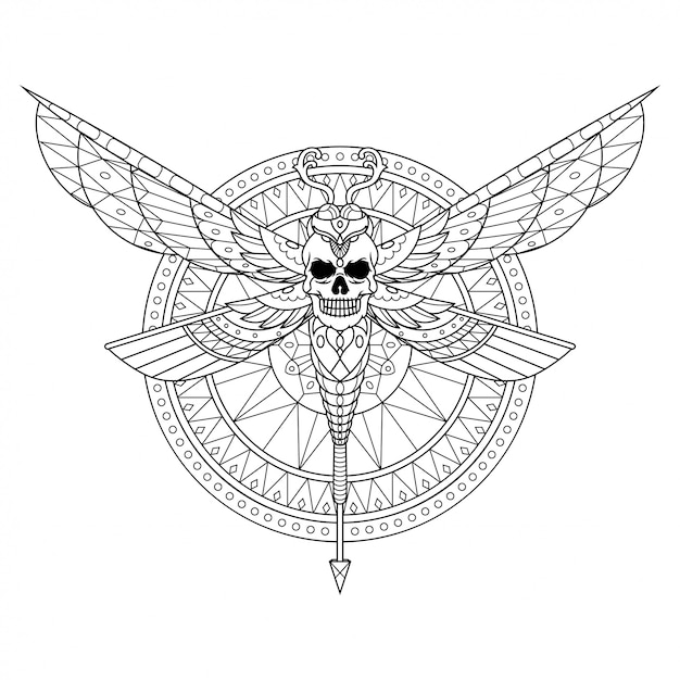 Download Premium Vector | Dragonfly mandala zentangle illustration ...