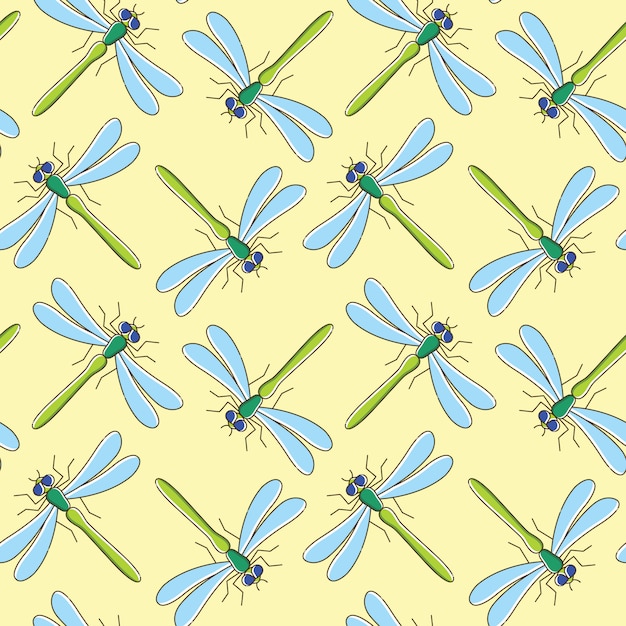 Premium Vector Dragonfly seamless pattern