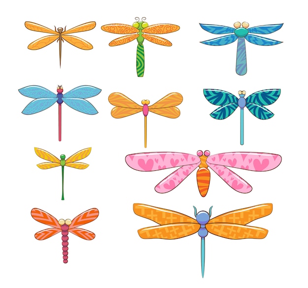 Premium Vector | Dragonfly set collection graphic clipart design