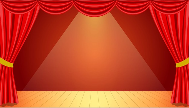 Premium Vector | Drama theater stage in glamor red design, copy space ...