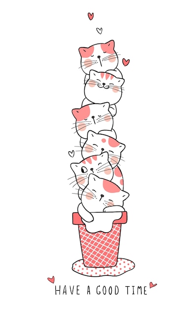 Download Draw adorable cat in ice cream cone pink pastel color ...