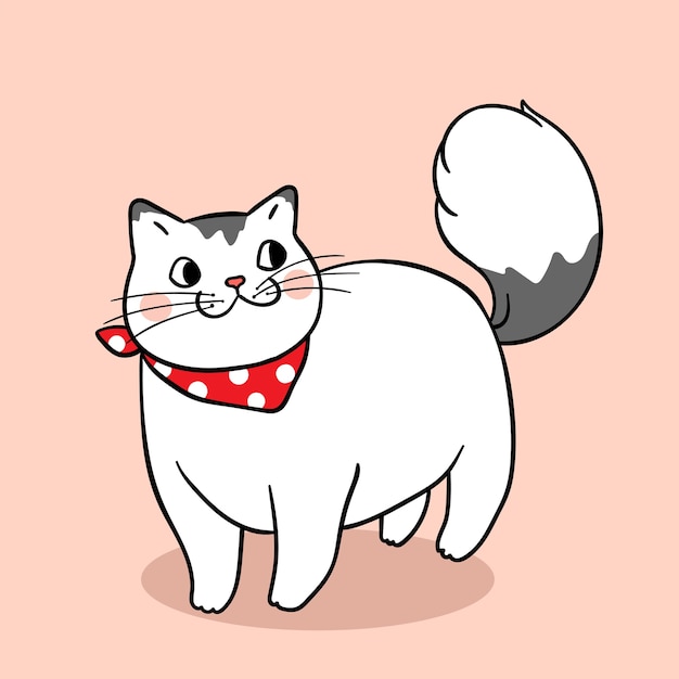 Premium Vector | Draw character cute fat cat
