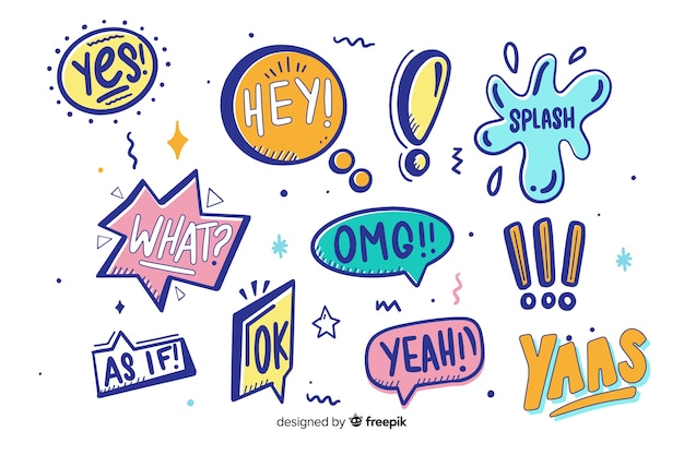 Draw of colorful speech bubbles Free Vector