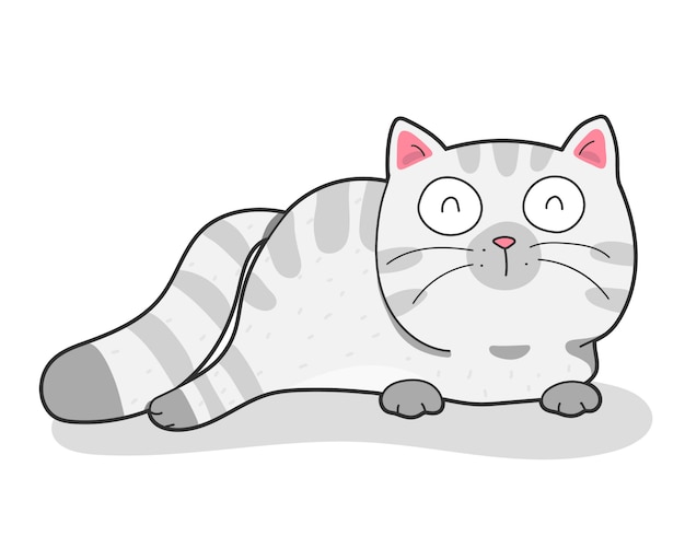 Premium Vector Draw cute fat cat