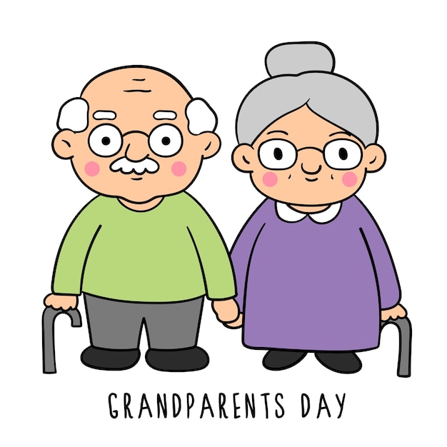 Draw doodle styles of grandparents day. Vector Premium Download