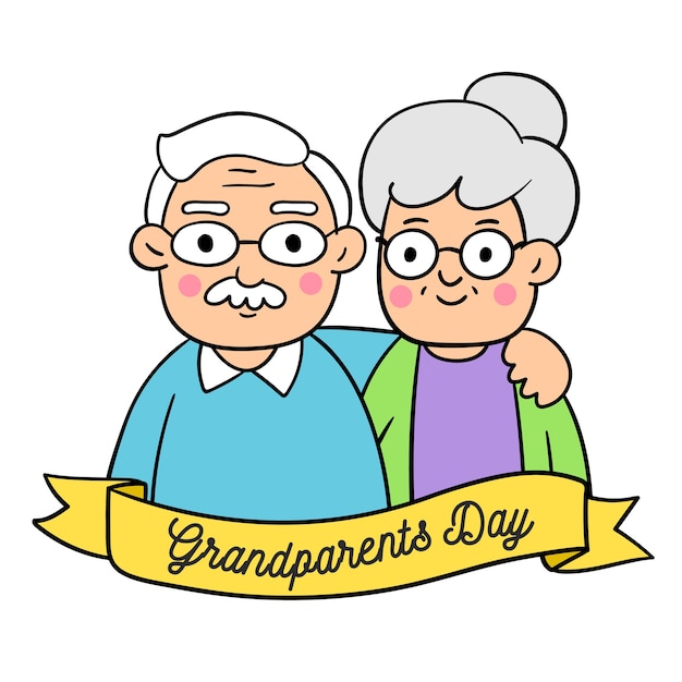 Premium Vector Draw doodle styles of grandparents day.