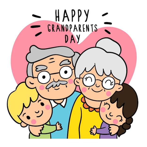 Premium Vector | Draw doodle styles of grandparents day.