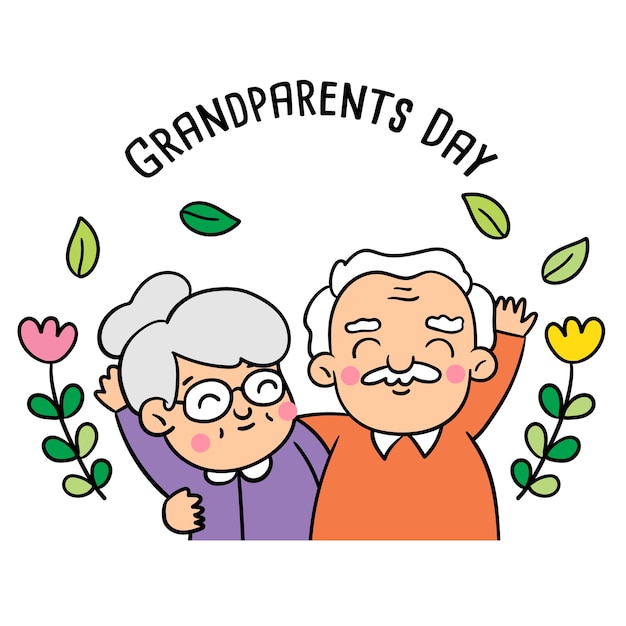 Premium Vector Draw doodle styles of grandparents day.