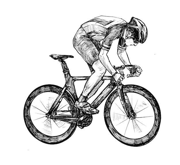 Premium Vector Drawing of the bicycle competition hand draw