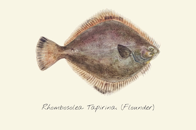 Drawing of a flounder fish | Premium Vector