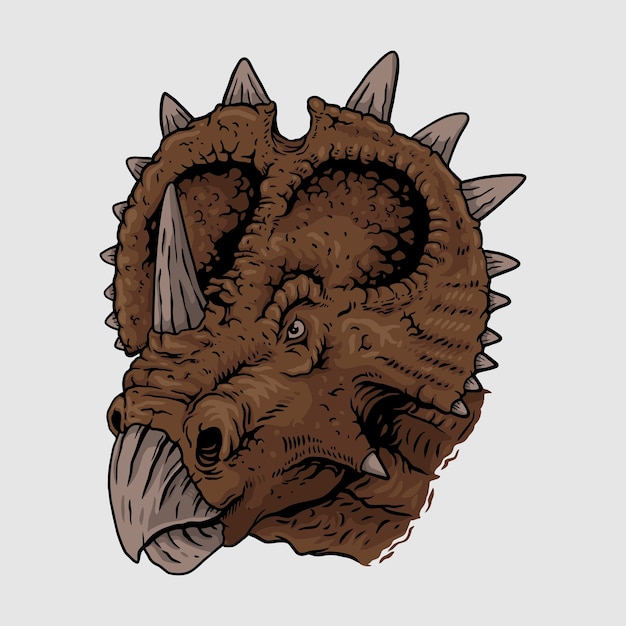 Premium Vector Drawing head triceratops mascot,illustrasion