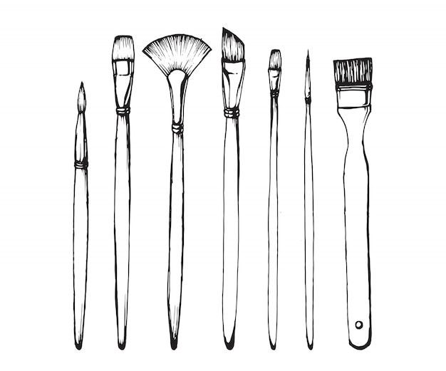 Premium Vector Drawing paintbrush. hand drawn illustration