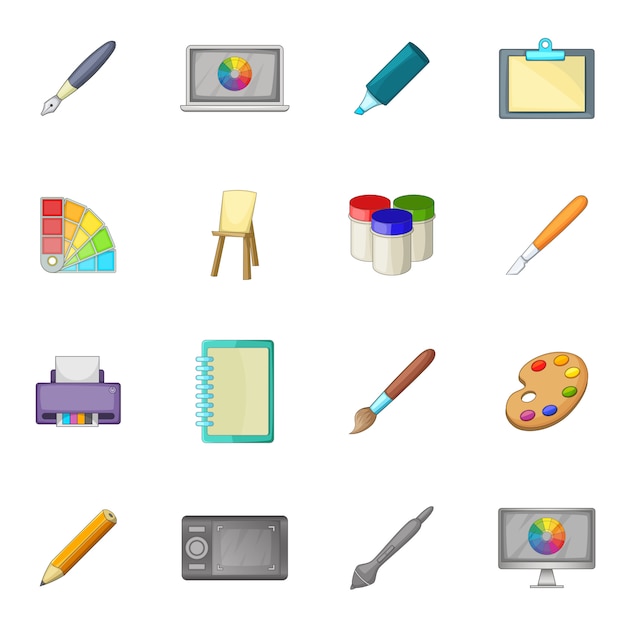 Premium Vector Drawing And Painting Tool Icons Set