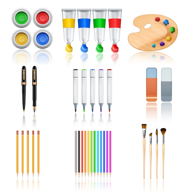 Download Drawing and painting tools | Free Vector