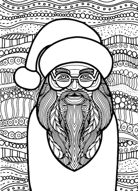 Premium Vector | Drawing santa claus zentangle style for coloring book