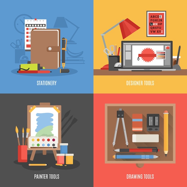 Download Drawing tools banner set | Free Vector