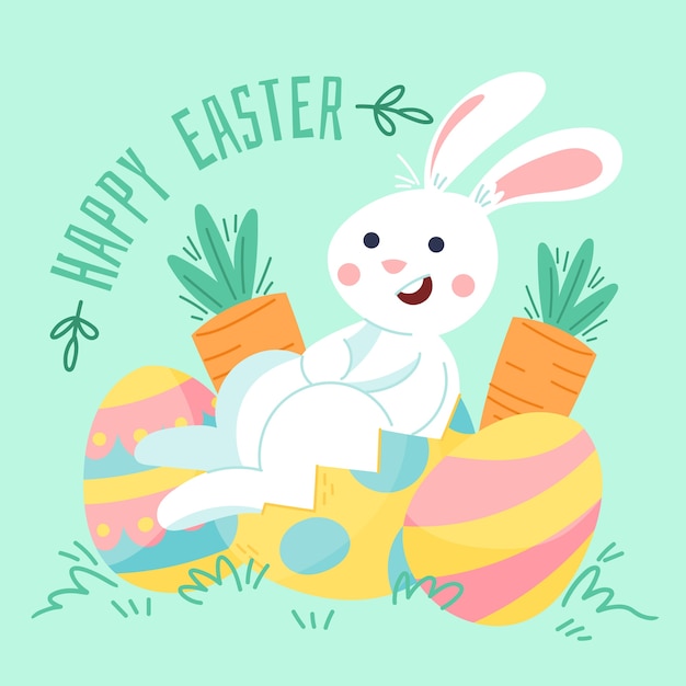 Free Vector Drawing with happy easter day