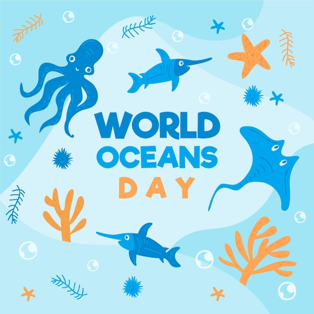 Free Vector Drawing Of World Oceans Day Illustration Concept