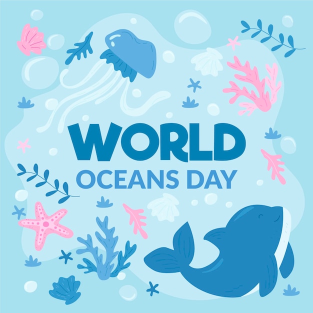 Free Vector Drawing Of World Oceans Day Illustration