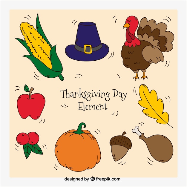 Free Vector | Drawings elements collection of thanksgiving