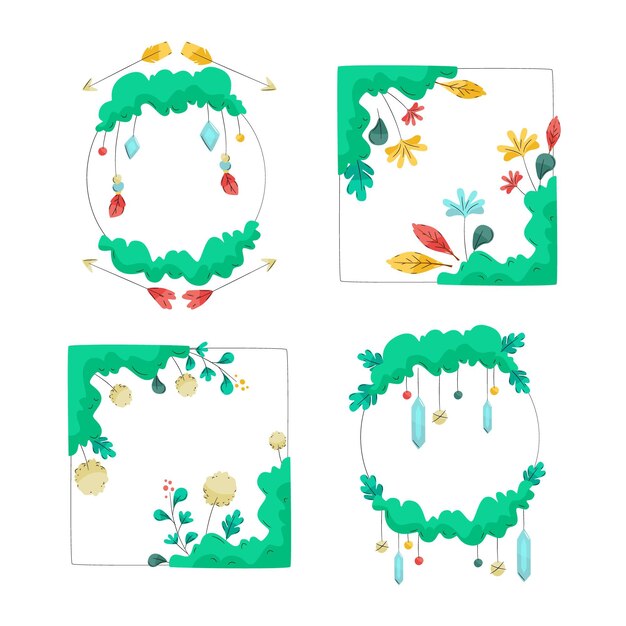 Download Free Vector | Drawn boho frames pack