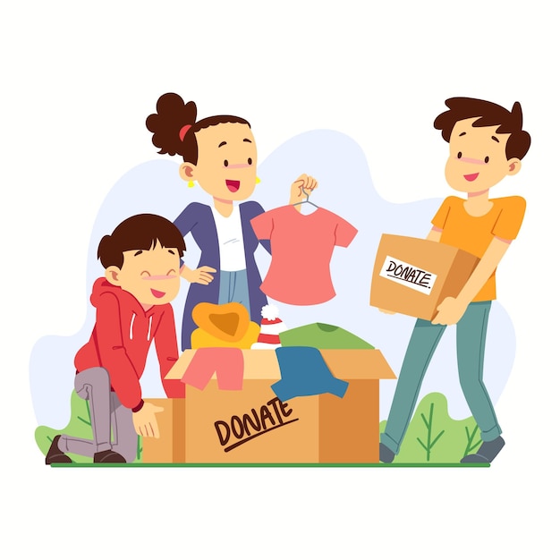 Free Vector Drawn clothing donation concept 