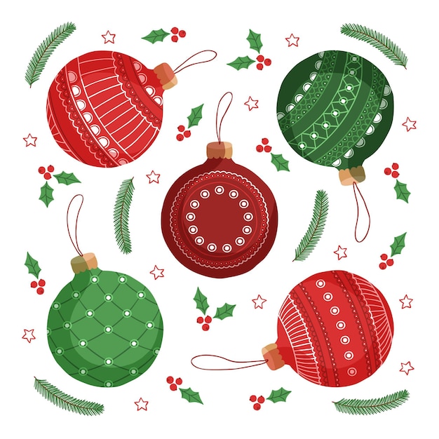 Free Vector | Drawn colorful christmas ball ornaments