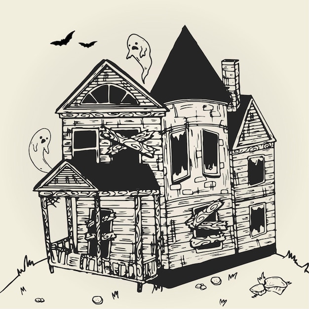 halloween house sketch