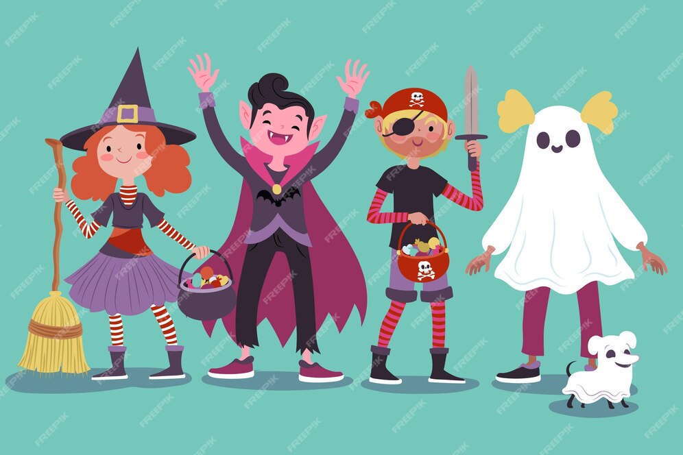 Free Vector | Drawn halloween kids collection