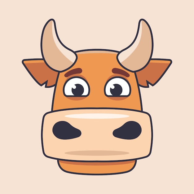 Premium Vector | Drawn head of cute cow in flat style. character