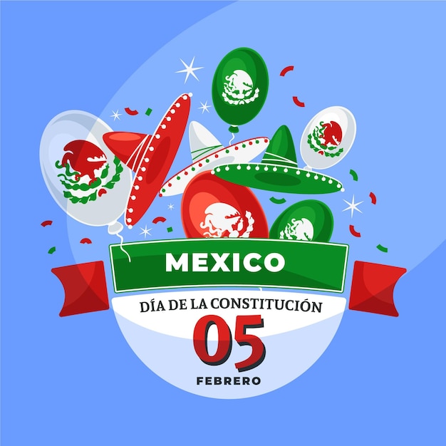 Free Vector | Drawn mexico constitution day with elements