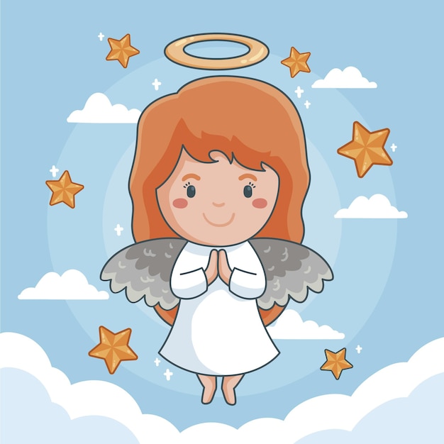 Free Vector | Drawn smiley christmas angel