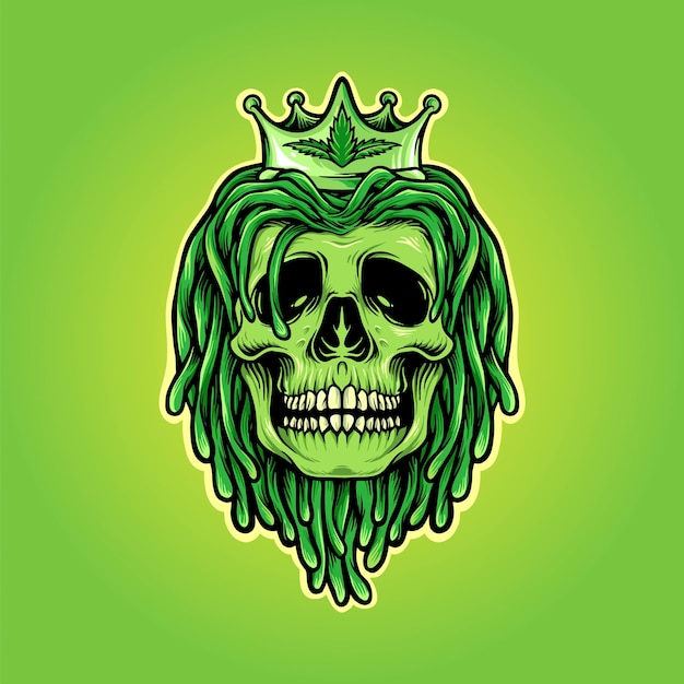 Download Premium Vector | Dreadlocks skull with weed crown mascot logo