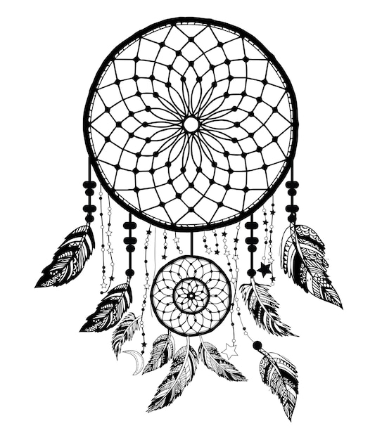Premium Vector | Dream catcher with arrow and feathers ...