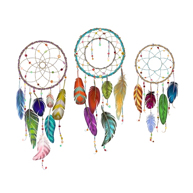 Dream Catcher With Feather Collection Vector Premium Download