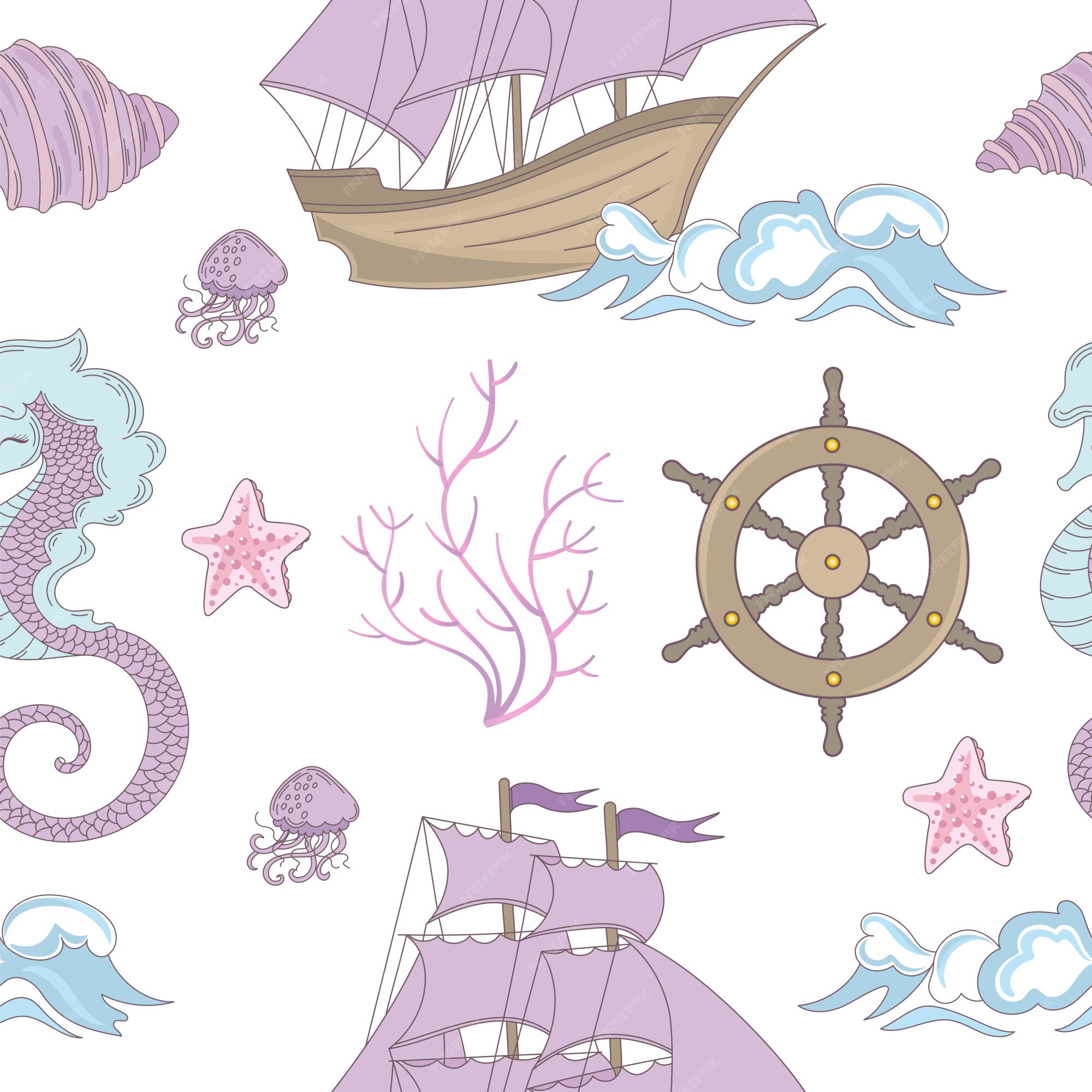 Premium Vector Dream ship ocean cruise seamless pattern