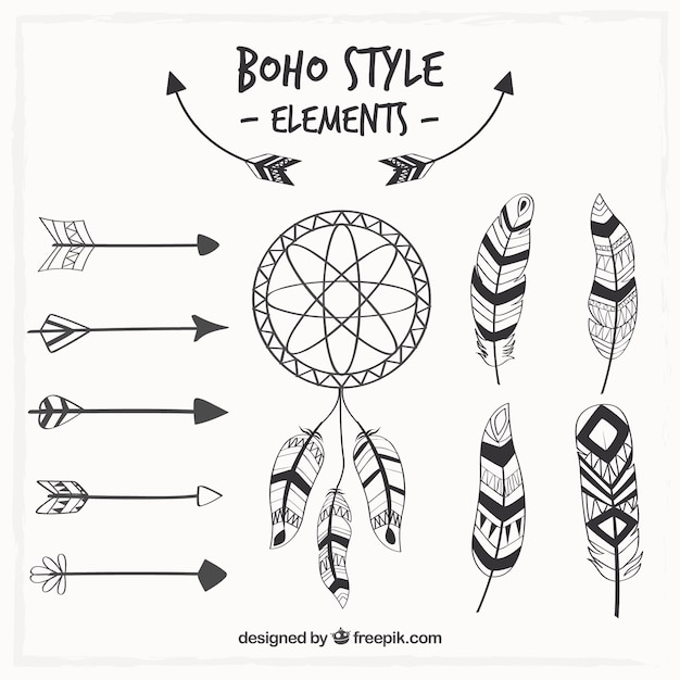 Download Dreamcatcher and boho elements Vector | Free Download