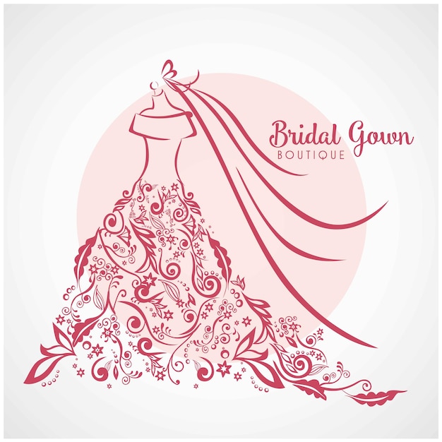 Dress boutique bridal floral logo template illustration design vector Premium Vector