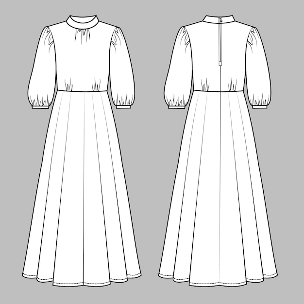 Premium Vector | Dress fashion sketch template