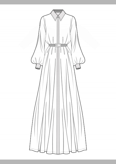 Dress fashion technical drawings vector template | Premium Vector