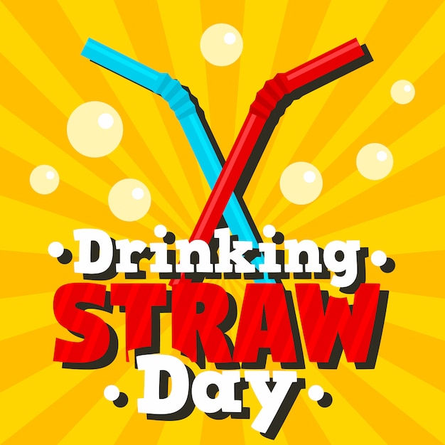 Premium Vector Drinking straw day background