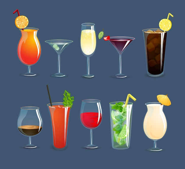 Drinks glasses set | Free Vector