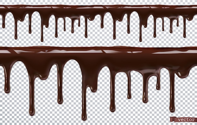 チョコレートを滴下 メルトドリップ 3 Dのリアルなシームレスパターン プレミアムベクター