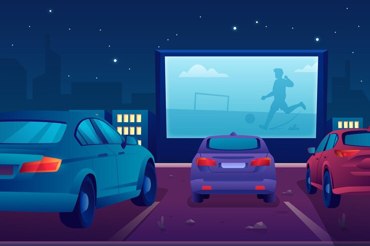 Free Vector | Drive-in movie theater concept