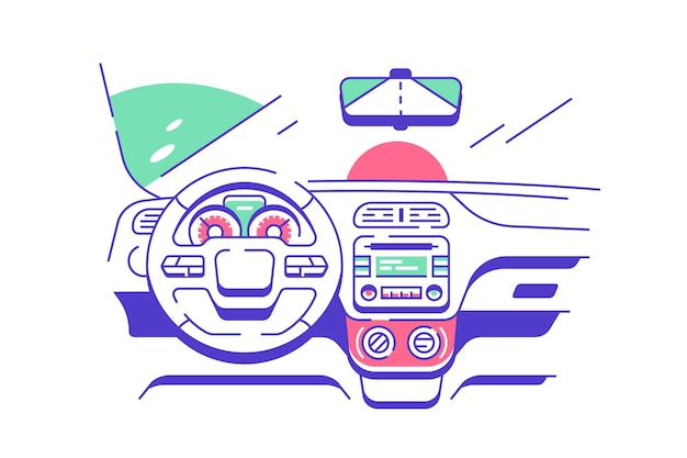 現代の車のイラストの運転席 プレミアムベクター